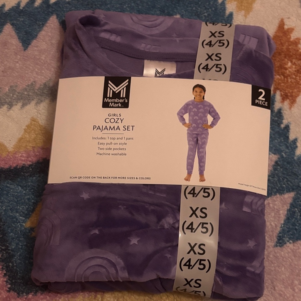 Girls' Cozy Purple Pajama Set - XS (4/5)